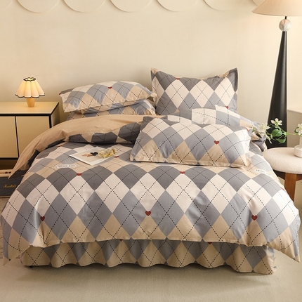 八十八家纺 2025新款全棉12868床裙款四件套文景