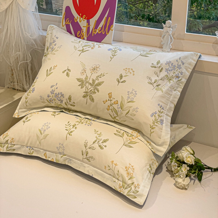 91家纺网 家纺一手货源 找家纺 2025春夏新款全棉花卉系列印花单枕套 沁园春