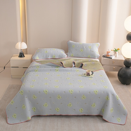 手艺人2025新款A类宝宝四季全棉提花双面可铺盖床盖榻榻米炕盖炕垫盖毯AC01-AC10 AC06灰