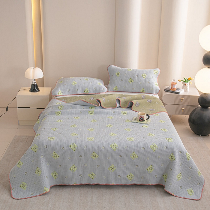 91家纺网 家纺一手货源 找家纺 手艺人2025新款A类宝宝四季全棉提花双面可铺盖床盖榻榻米炕盖炕垫盖毯AC01-AC10 AC06灰