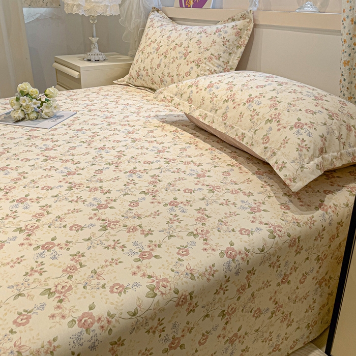 91家纺网 家纺一手货源 找家纺 2025春夏新款全棉花卉系列印花床单 露丝