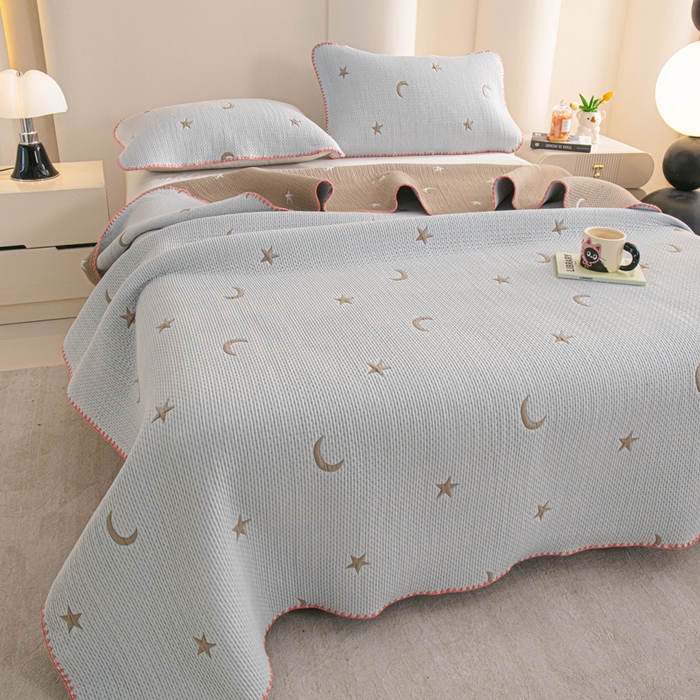 91家纺网 家纺一手货源 找家纺 手艺人2025新款A类宝宝四季全棉提花双面可铺盖床盖榻榻米炕盖炕垫盖毯AC01-AC10 AC02灰