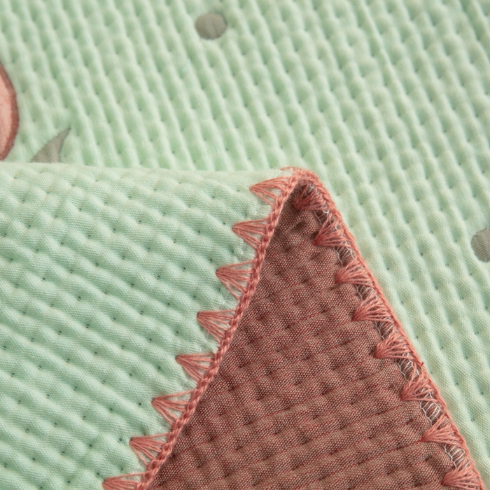 91家纺网 家纺一手货源 找家纺 手艺人2025新款A类宝宝四季全棉提花双面可铺盖床盖榻榻米炕盖炕垫盖毯AC01-AC10 AC01绿