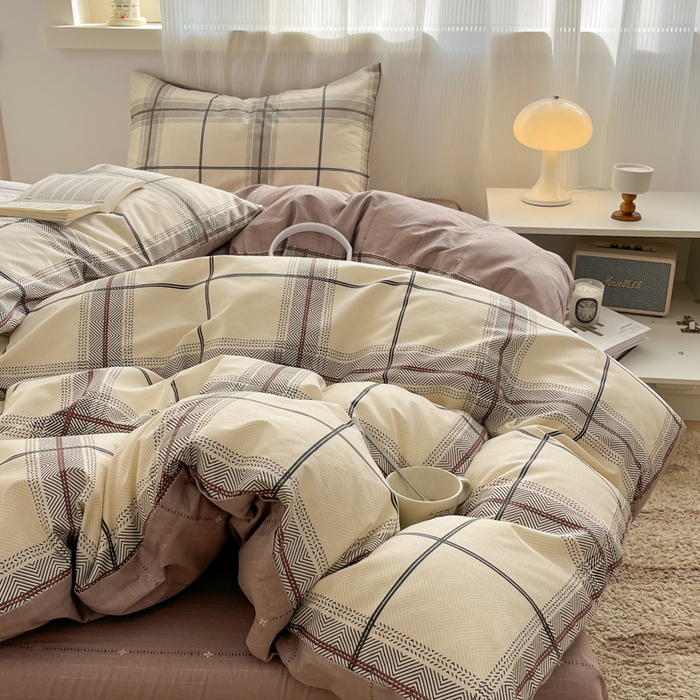 91家纺网 家纺一手货源 找家纺 西引力 2025开春新款全棉印花四件套单被套系列 曲美空间