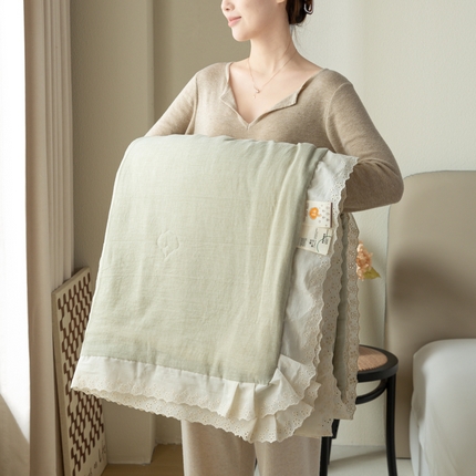 91家纺网 家纺一手货源 找家纺 （总）2025新款全棉双层皱皱沙纯色花边30%大豆夏凉被纯棉夏被被子被芯