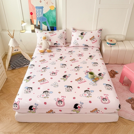 温眠 2025新款A类亲肤水洗棉可爱卡通印花床笠 调皮小新