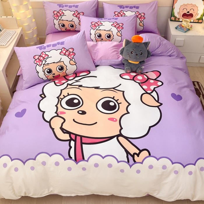 91家纺网 家纺一手货源 找家纺 金爱家 2025新款纯棉数码印花系列四件套 美羊羊公主