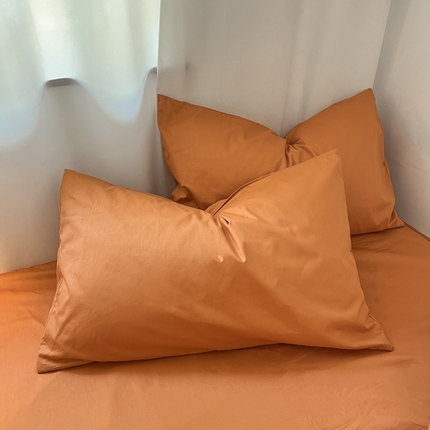 2025新款40长绒棉ins美拉德色系纯色全棉单品四件套床笠四件套系列--单枕套 橘