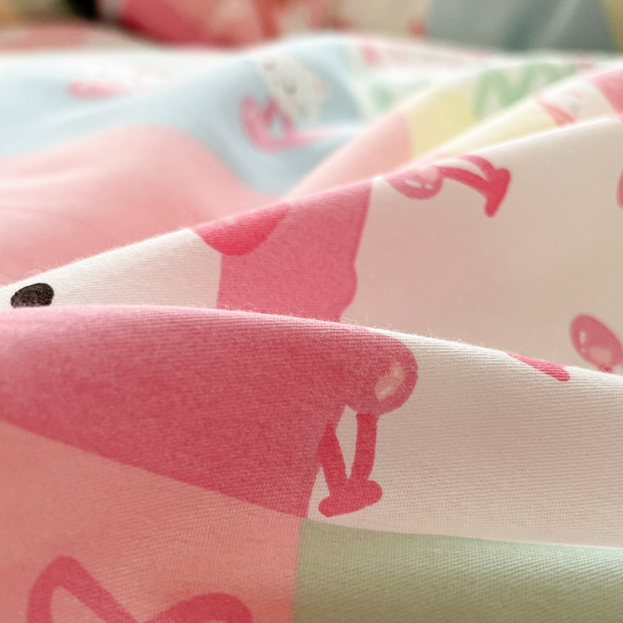 91家纺网 家纺一手货源 找家纺 西引力 2025开春新款全棉印花四件套单被套系列 可爱喵喵