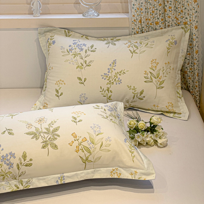 91家纺网 家纺一手货源 找家纺 2025春夏新款全棉花卉系列印花单枕套 沁园春