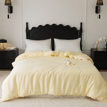 EH家居 2025春夏天丝纯色单被套 茉莉奶黄