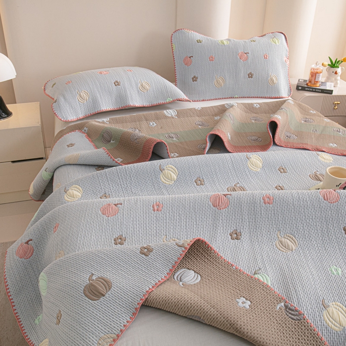 91家纺网 家纺一手货源 找家纺 手艺人2025新款A类宝宝四季全棉提花双面可铺盖床盖榻榻米炕盖炕垫盖毯AC01-AC10 AC08灰