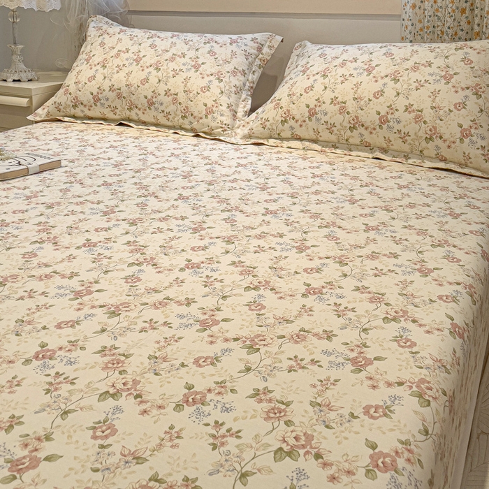 91家纺网 家纺一手货源 找家纺 2025春夏新款全棉花卉系列印花单床笠 露丝