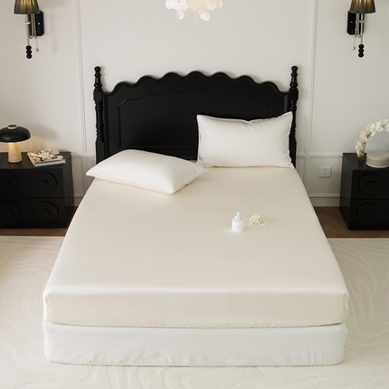 EH家居 2025春夏天丝纯色单床笠 糖霜白