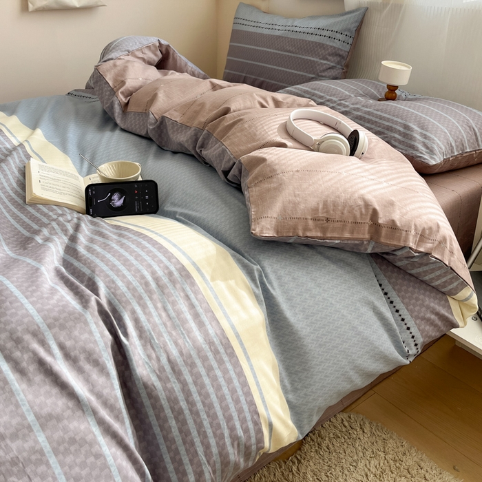 91家纺网 家纺一手货源 找家纺 西引力 2025开春新款全棉印花四件套单被套系列 莫尼兰