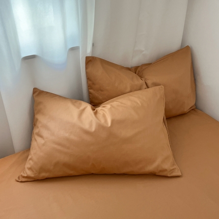 2025新款40长绒棉ins美拉德色系纯色全棉单品四件套床笠四件套系列--单枕套 琥珀色