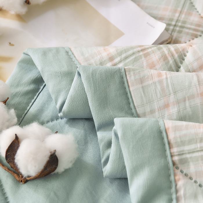 91家纺网 家纺一手货源 找家纺 培童 2025水洗棉夏被夏凉被空调被超声波压花礼品直播引流爆款 炫彩格绿