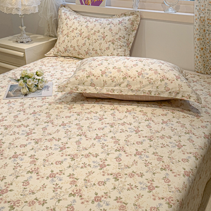 91家纺网 家纺一手货源 找家纺 2025春夏新款全棉花卉系列印花床单 露丝