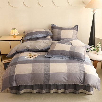 91家纺网 家纺一手货源 找家纺 八十八家纺 2025新款全棉12868床裙款四件套奶昔