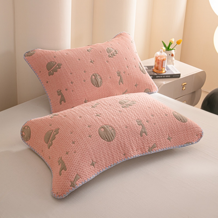 91家纺网 家纺一手货源 找家纺 手艺人2025新款A类宝宝四季全棉提花双面可铺盖床盖榻榻米炕盖炕垫盖毯AC01-AC10 AC07粉