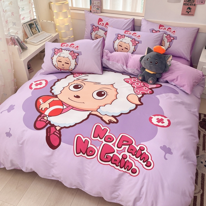 91家纺网 家纺一手货源 找家纺 金爱家 2025新款纯棉数码印花系列四件套 运动精灵