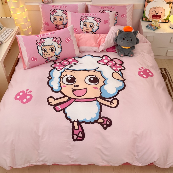 91家纺网 家纺一手货源 找家纺 金爱家 2025新款纯棉数码印花系列四件套 甜蜜时刻