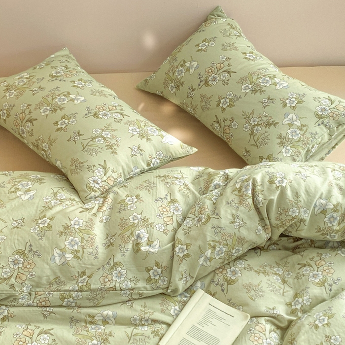 91家纺网 家纺一手货源 找家纺 2025新款A类母婴级有氧全棉纯棉双层纱纯棉印花四件套 场景一 乐枝