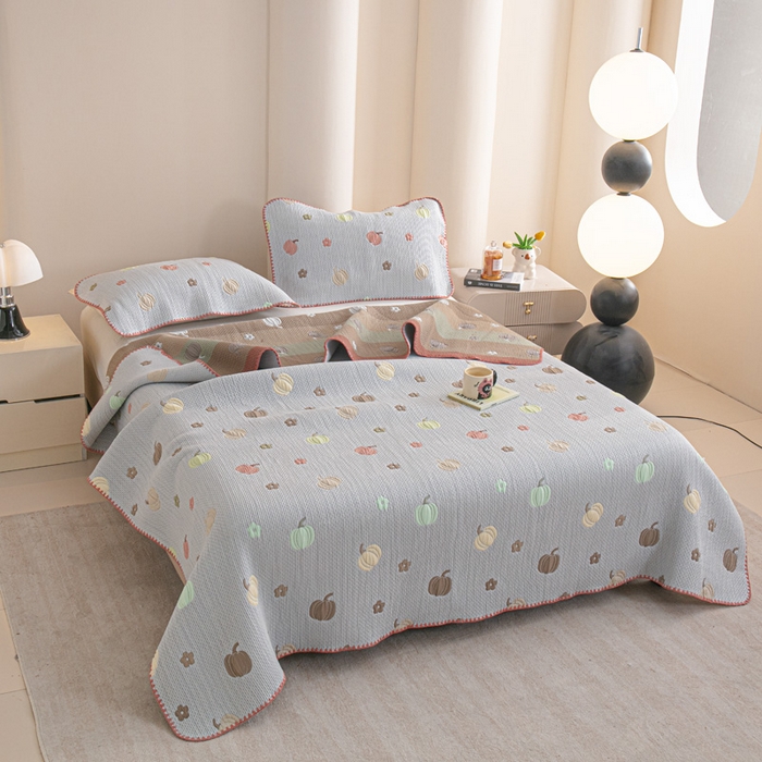 91家纺网 家纺一手货源 找家纺 手艺人2025新款A类宝宝四季全棉提花双面可铺盖床盖榻榻米炕盖炕垫盖毯AC01-AC10 AC08灰