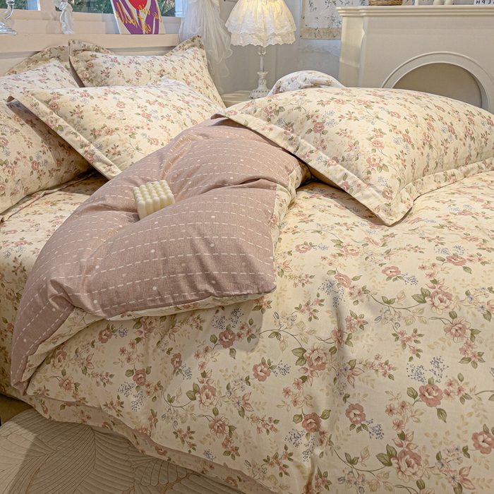 91家纺网 家纺一手货源 找家纺 2025春夏新款全棉花卉系列印花单被套 露丝