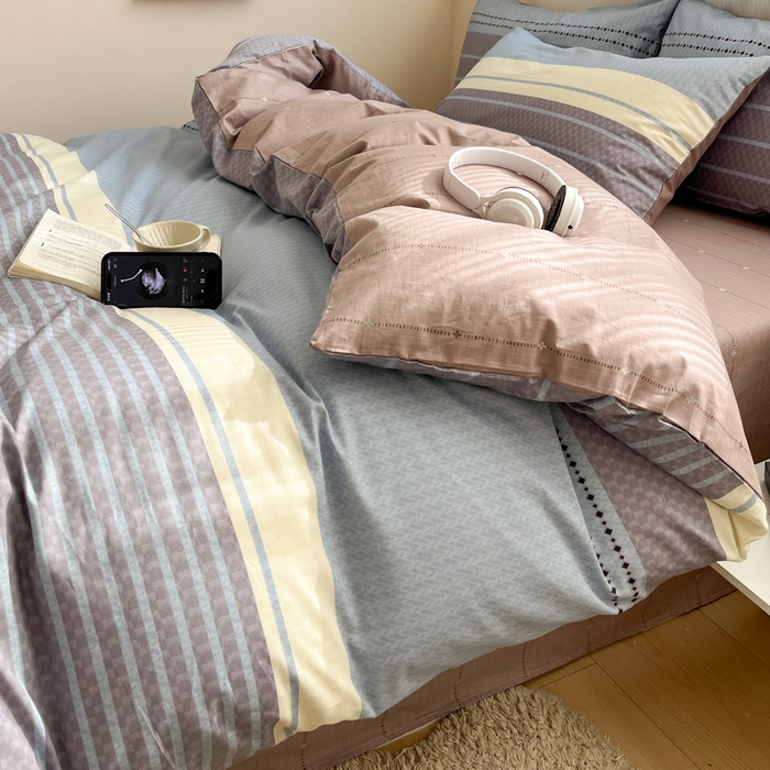 91家纺网 家纺一手货源 找家纺 西引力 2025开春新款全棉印花四件套单被套系列 莫尼兰