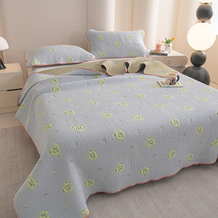 91家纺网 家纺一手货源 找家纺 手艺人2025新款A类宝宝四季全棉提花双面可铺盖床盖榻榻米炕盖炕垫盖毯AC01-AC10 AC06灰