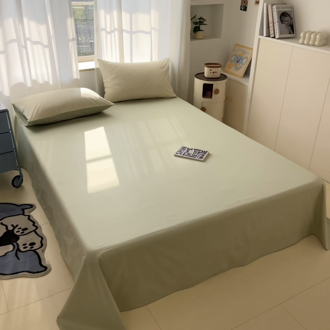 91家纺网 家纺一手货源 找家纺 泽西家纺+V17798841158发大图 2025新款A类全棉13376单品床单 橄榄绿