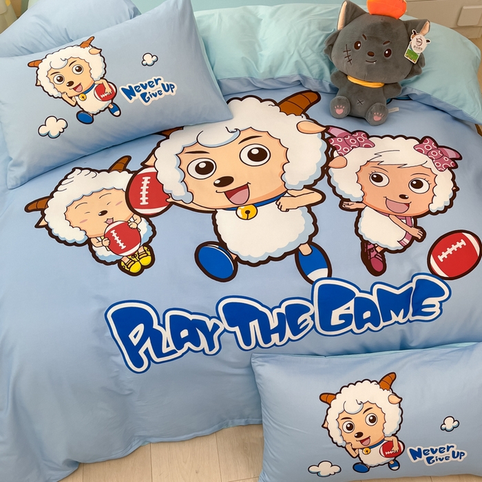 91家纺网 家纺一手货源 找家纺 金爱家 2025新款纯棉数码印花系列四件套 亲亲伙伴