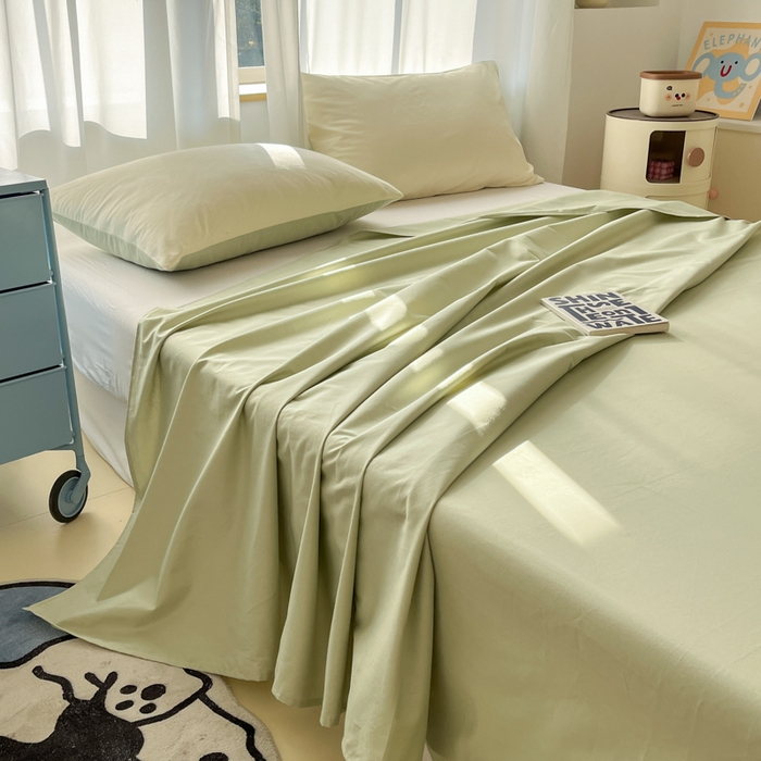 91家纺网 家纺一手货源 找家纺 泽西家纺+V17798841158发大图 2025新款A类全棉13376单品床单 橄榄绿