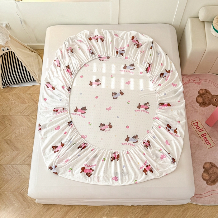 91家纺网 家纺一手货源 找家纺 温眠 2025新款A类亲肤水洗棉可爱卡通印花床笠 欢乐伙伴