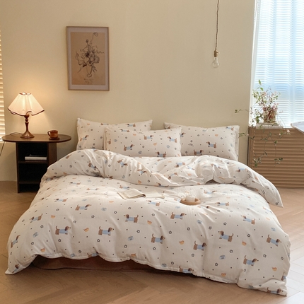 2025新款A类母婴级有氧全棉纯棉双层纱纯棉印花四件套 场景一 热狗星球