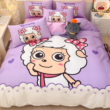 91家纺网 家纺一手货源 找家纺 金爱家 2025新款纯棉数码印花系列四件套 美羊羊公主