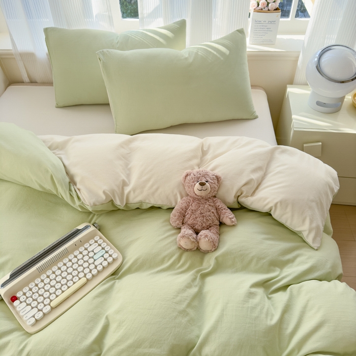 91家纺网 家纺一手货源 找家纺 （总）优佳优品 2024新款亲肤水洗棉纯色四件套