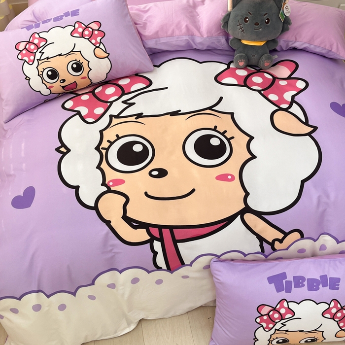 91家纺网 家纺一手货源 找家纺 金爱家 2025新款纯棉数码印花系列四件套 美羊羊公主