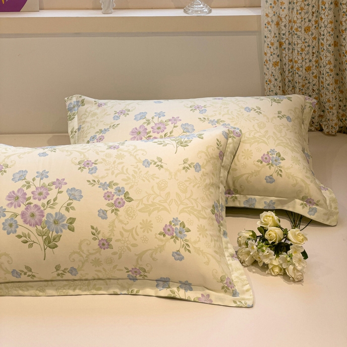 91家纺网 家纺一手货源 找家纺 2025春夏新款全棉花卉系列印花单枕套 岸边花语