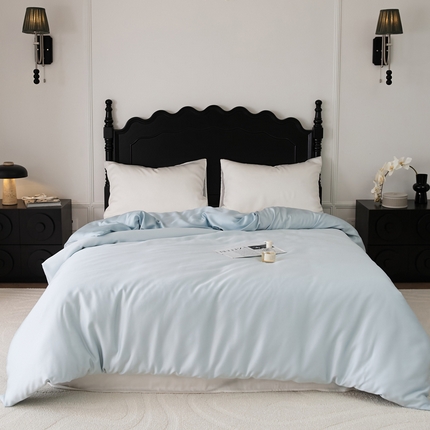 EH家居 2025春夏天丝纯色单被套 冰山蓝+天水蓝