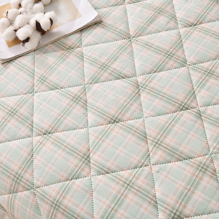 91家纺网 家纺一手货源 找家纺 培童 2025水洗棉夏被夏凉被空调被超声波压花礼品直播引流爆款 炫彩格绿