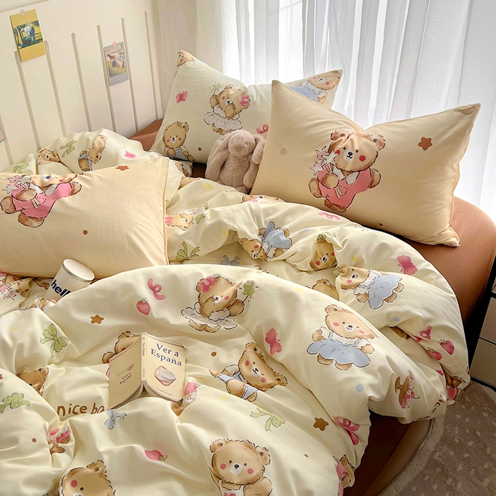 91家纺网 家纺一手货源 找家纺 春光里 2025新款水洗棉印花系列四件套 续写童话