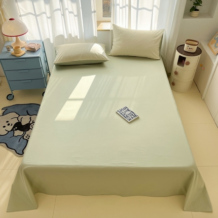 泽西家纺+V17798841158发大图 2025新款A类全棉13376单品床单 橄榄绿