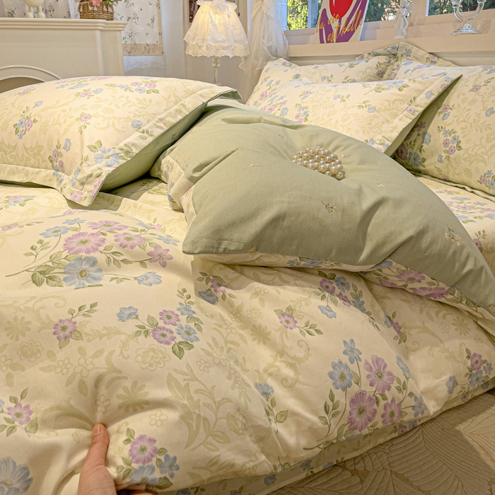 91家纺网 家纺一手货源 找家纺 2025春夏新款全棉花卉系列印花单被套 岸边花语