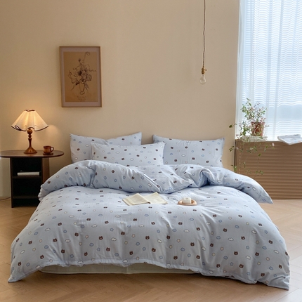 2025新款A类母婴级有氧全棉纯棉双层纱纯棉印花四件套 场景一 云熊星梦