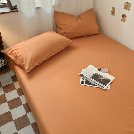 2025新款40长绒棉ins美拉德色系纯色全棉单品四件套床笠四件套系列--单床单 橘