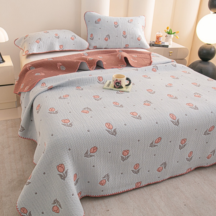 91家纺网 家纺一手货源 找家纺 手艺人2025新款A类宝宝四季全棉提花双面可铺盖床盖榻榻米炕盖炕垫盖毯AC01-AC10 AC01灰