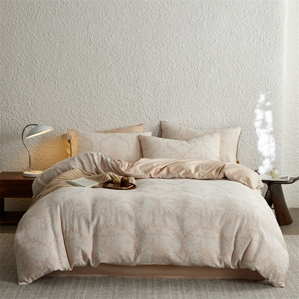 凯磊家纺 2025新款色织提花双层纱四件套 阿拉丁-浅驼