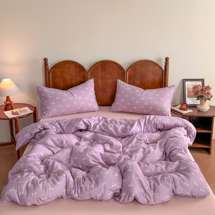 2025新款A类母婴级有氧全棉纯棉双层纱纯棉印花四件套 场景二 车厘子